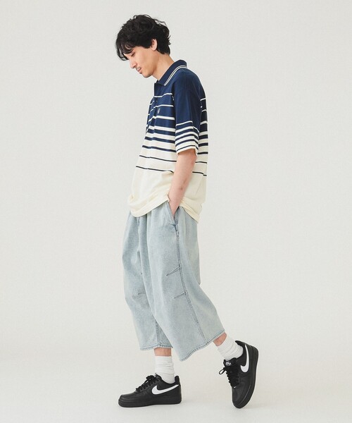 BEAMS（ビームス）の「クウォーターレングス デニム ウェビングパンツ（その他パンツ・メンズ・サックスブルー/ブラック・M/S/XL/L）」の7枚目の写真