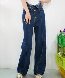 Coo+i（クーイ）の「ハイウエストワイドデニムパンツ（デニムパンツ）」