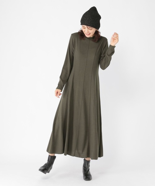 studio CLIP(スタディオクリップ)の「切り替えフレアワンピース(ワンピース・レディース・ブラック/カーキ・FREE)」の6枚目の写真