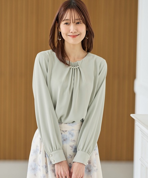 Honeys（ハニーズ）の「パール使いブラウス（シャツ/ブラウス・レディース・ピンクベージュ/ネイビー/ホワイト/ライトグリーン・3L/L/LL/M/S）」の17枚目の写真