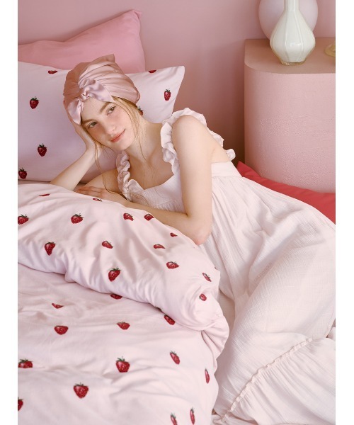 ジェラートピケ Sleep ストロベリー柄3点SET セミダブル レディース Sleep】ストロベリー柄3点セット(セミダブル)(寝具)|gelato