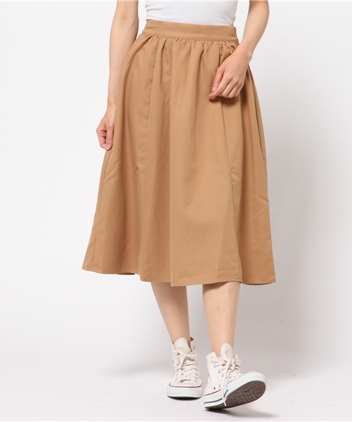 earth music&ecology(アースミュージックアンドエコロジー)の「ミモレフレアースカート(スカート・レディース・レッド/ウッド/キャメル/モスグリーン/ブラック/カーキ/ネイビー・FREE)」の6枚目の写真