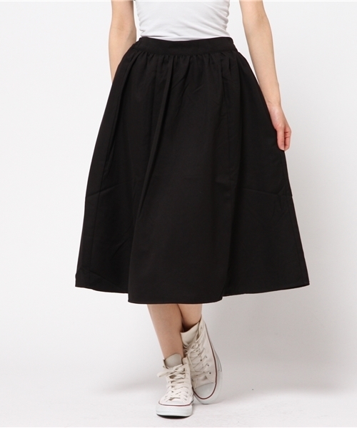 earth music&ecology(アースミュージックアンドエコロジー)の「ミモレフレアースカート(スカート・レディース・レッド/ウッド/キャメル/モスグリーン/ブラック/カーキ/ネイビー・FREE)」の1枚目の写真