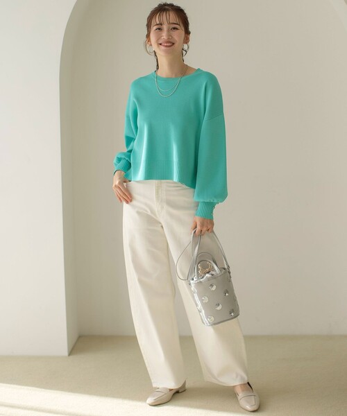 ANY SIS（エニィスィス）の「【花粉対策】ドルマン ニット（ニット/セーター・レディース・グレー系/ライトグリーン系/ホワイト系/ブルー系/ピンク系/ライトイエロー系・2）」の9枚目の写真