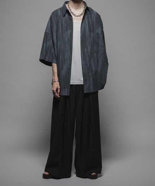 CASPER JOHN（キャスパージョン）の「Tie dye stripe over shirts/タイダイストライプオーバーシャツ（シャツ/ブラウス・メンズ・ホワイト/ブラック/グレイッシュベージュ・X-SMALL/SMALL/MEDIUM/LARGE）」の22枚目の写真