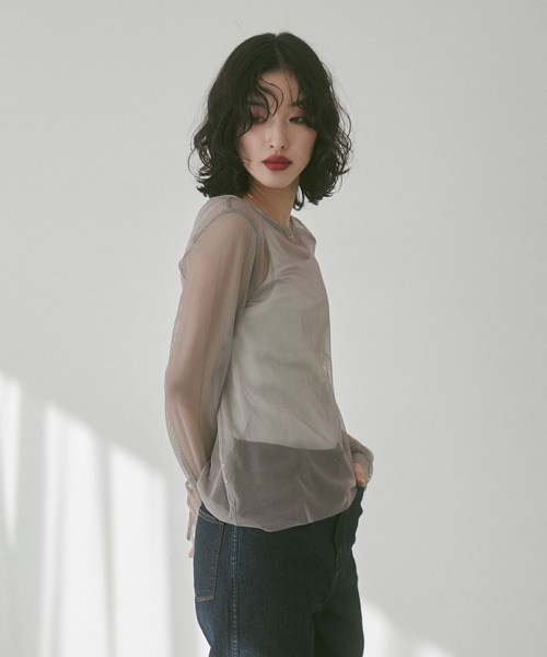 hunch（ハンチ）の「【WEB限定/別注】リバーシブルパワーネット クルーネックシアートップス（Tシャツ/カットソー・レディース・ベージュ系その他/ダークグリーン系/ブラック系その他・FREE）」の13枚目の写真