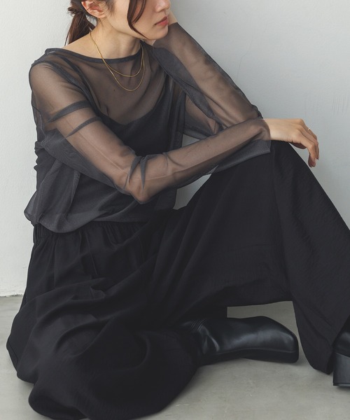 hunch（ハンチ）の「【WEB限定/別注】リバーシブルパワーネット クルーネックシアートップス（Tシャツ/カットソー・レディース・ベージュ系その他/ダークグリーン系/ブラック系その他・FREE）」の19枚目の写真