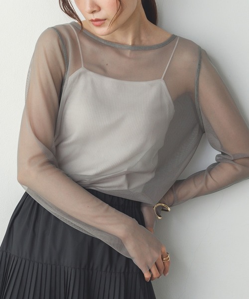 hunch（ハンチ）の「【WEB限定/別注】リバーシブルパワーネット クルーネックシアートップス（Tシャツ/カットソー・レディース・ベージュ系その他/ダークグリーン系/ブラック系その他・FREE）」の17枚目の写真