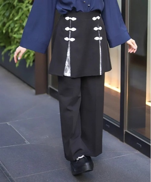 チャイナ釦付きレイヤードパンツ（その他パンツ）｜axes femme（アクシーズファム）