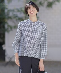 【洗える・接触冷感・UVケア】エステネージュストライプ コクーン ブラウス