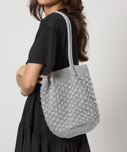 green label relaxing（グリーンレーベルリラクシング）の「メタリックヤーン レーシー トートバッグ（ショルダーバッグ・レディース・シルバー/ブラウン/ブラック/パープル/ゴールド・FREE）」の5枚目の写真
