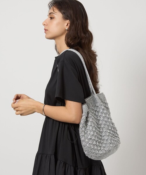 green label relaxing（グリーンレーベルリラクシング）の「メタリックヤーン レーシー トートバッグ（ショルダーバッグ・レディース・シルバー/ブラウン/ブラック/パープル/ゴールド・FREE）」の9枚目の写真