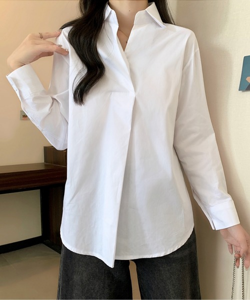 AMAJI(アマジ)の「フロントプリーツブラウス(シャツ/ブラウス・レディース・ホワイト/ブラウン・MEDIUM/LARGE)」の18枚目の写真