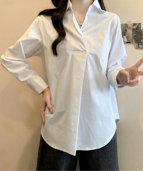 AMAJI(アマジ)の「フロントプリーツブラウス(シャツ/ブラウス・レディース・ホワイト/ブラウン・MEDIUM/LARGE)」の14枚目の写真