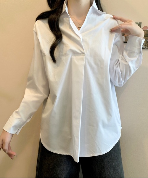 AMAJI(アマジ)の「フロントプリーツブラウス(シャツ/ブラウス・レディース・ホワイト/ブラウン・MEDIUM/LARGE)」の13枚目の写真