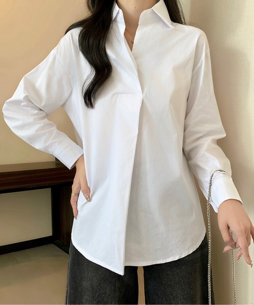 AMAJI(アマジ)の「フロントプリーツブラウス(シャツ/ブラウス・レディース・ホワイト/ブラウン・MEDIUM/LARGE)」の12枚目の写真