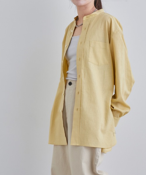 NANO universe（ナノユニバース）の「「Te Ni Wo Ha」nano・universe×片岡 健太(sumika)別注/20s綿麻バンドカラーシャツ（シャツ/ブラウス・メンズ・ホワイト/ブラック/イエロー/ナチュラル・S/M/L/XL/XXL）」の8枚目の写真