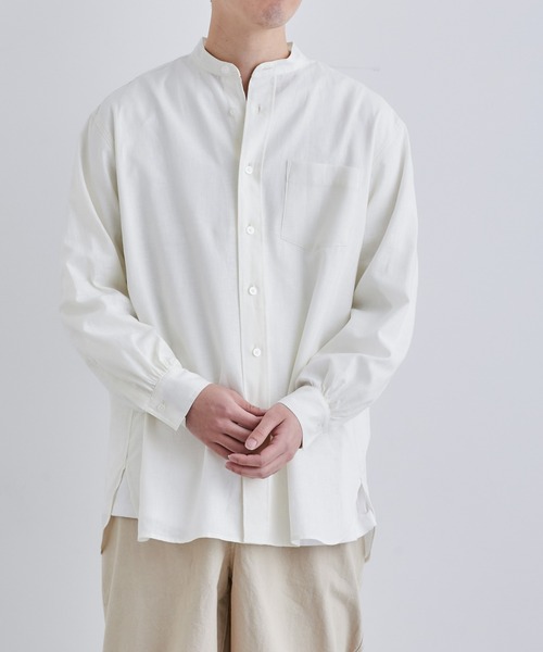 NANO universe（ナノユニバース）の「「Te Ni Wo Ha」nano・universe×片岡 健太(sumika)別注/20s綿麻バンドカラーシャツ（シャツ/ブラウス・メンズ・ホワイト/ブラック/イエロー/ナチュラル・S/M/L/XL/XXL）」の13枚目の写真