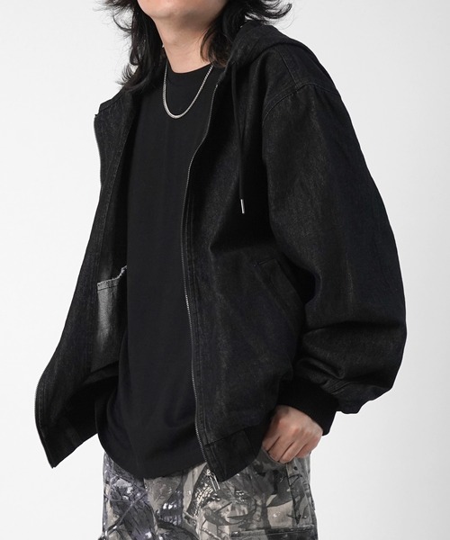 ILL'S（イルズ）の「【Labordi / ラボード】ツリーカモ柄 リアルツリー / デニム / ケミカル加工 ボックスシルエット フーディー ミリタリーフードジャケット メンズ レディース（デニムジャケット・メンズ・ブラック/ブラウン/グレー/ブラック系その他/カーキ/ホワイト・L/M）」の22枚目の写真