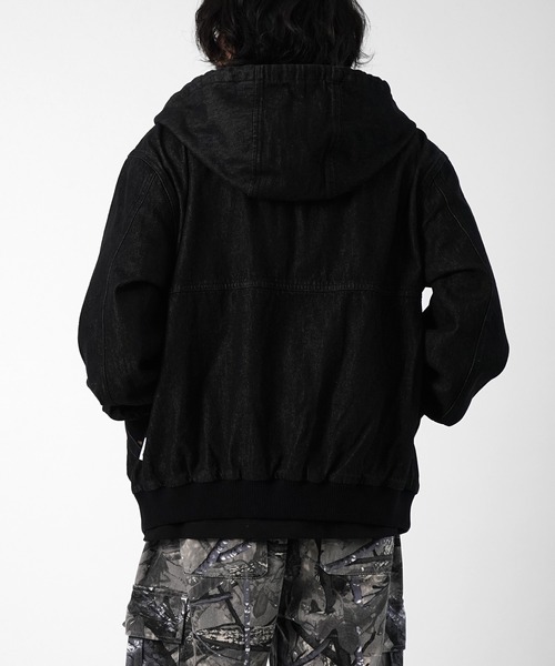 ILL'S（イルズ）の「【Labordi / ラボード】ツリーカモ柄 リアルツリー / デニム / ケミカル加工 ボックスシルエット フーディー ミリタリーフードジャケット メンズ レディース（デニムジャケット・メンズ・ブラック/ブラウン/グレー/ブラック系その他/カーキ/ホワイト・L/M）」の15枚目の写真