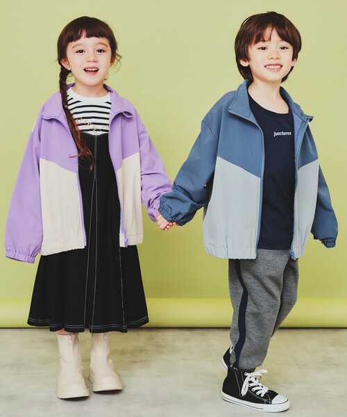 THE SHOP TK （ザ ショップ ティーケー ）の「【120-150】配色スタンドブルゾン/洗濯機OK（ブルゾン・キッズ・ブルー系その他6/ネイビー系4/パープル系1・12/15 /13/14）」の5枚目の写真