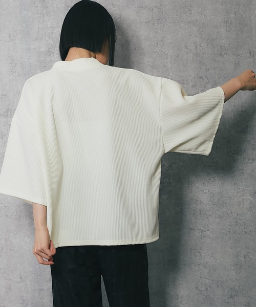 ANOTHER S(アナザーエス)の「モックネック半袖トップス(Tシャツ/カットソー・レディース・アイボリー/ブラック・M)」の6枚目の写真