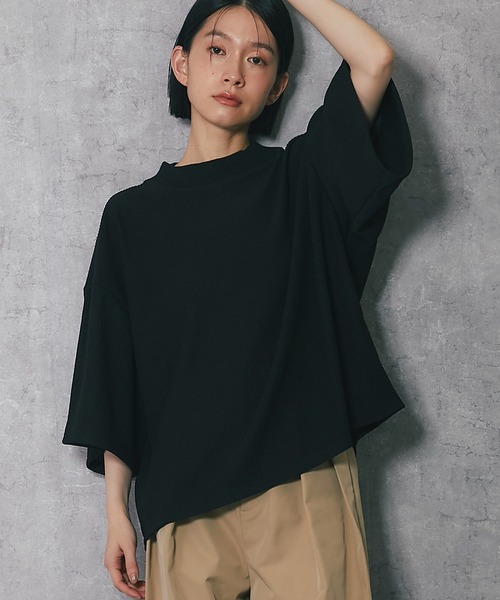 ANOTHER S(アナザーエス)の「モックネック半袖トップス(Tシャツ/カットソー・レディース・アイボリー/ブラック・M)」の8枚目の写真