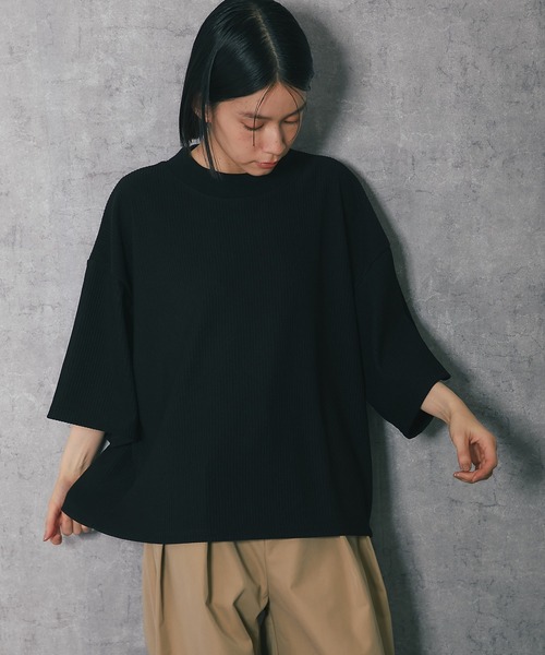 ANOTHER S(アナザーエス)の「モックネック半袖トップス(Tシャツ/カットソー・レディース・アイボリー/ブラック・M)」の17枚目の写真