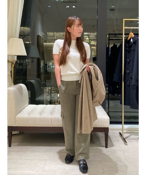 BROOKS BROTHERS（ブルックスブラザーズ）の「スーピマコットン GFロゴ ケーブル ショートスリーブセーター（ニット/セーター・レディース・ライトブルー/ホワイト/ネイビー・LARGE/SMALL/X-SMALL/MEDIUM）」の8枚目の写真