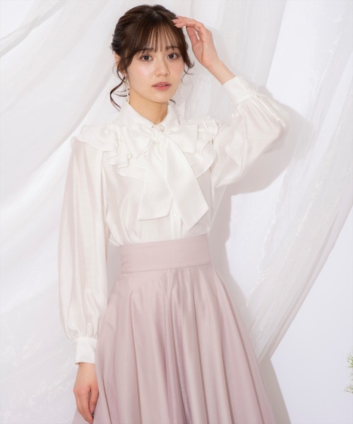 WILLSELECTION（ウィルセレクション）の「ギャザーフリルボウタイブラウス（シャツ/ブラウス・レディース・ピンク/オフホワイト/アイボリー・FREE）」の4枚目の写真
