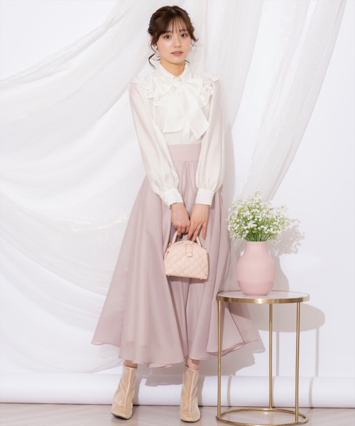 WILLSELECTION（ウィルセレクション）の「ギャザーフリルボウタイブラウス（シャツ/ブラウス・レディース・ピンク/オフホワイト/アイボリー・FREE）」の5枚目の写真