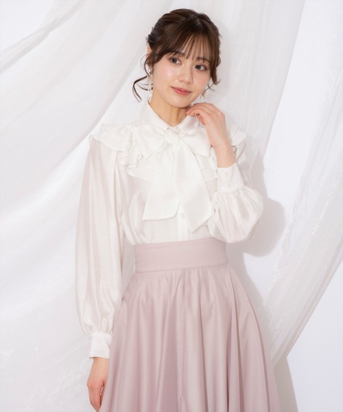 WILLSELECTION（ウィルセレクション）の「ギャザーフリルボウタイブラウス（シャツ/ブラウス・レディース・ピンク/オフホワイト/アイボリー・FREE）」の7枚目の写真