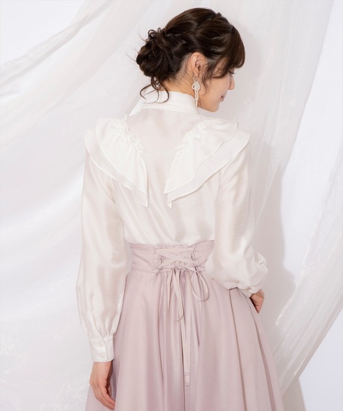 WILLSELECTION（ウィルセレクション）の「ギャザーフリルボウタイブラウス（シャツ/ブラウス・レディース・ピンク/オフホワイト/アイボリー・FREE）」の10枚目の写真