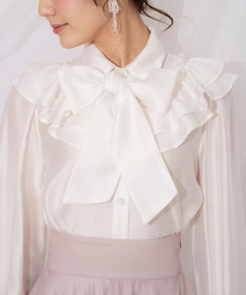 WILLSELECTION（ウィルセレクション）の「ギャザーフリルボウタイブラウス（シャツ/ブラウス・レディース・ピンク/オフホワイト/アイボリー・FREE）」の11枚目の写真