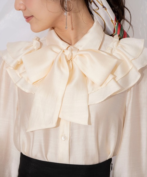 WILLSELECTION（ウィルセレクション）の「ギャザーフリルボウタイブラウス（シャツ/ブラウス・レディース・ピンク/オフホワイト/アイボリー・FREE）」の20枚目の写真