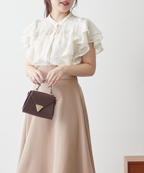 Another Branch olive des olive（アナザーブランチオリーブデオリーブ）の「【ON・OFFつかえる！】袖フリルジャガードブラウス（シャツ/ブラウス・レディース・ブルー系その他/アイボリー/ミント/ネイビー/オレンジ系その他2/ブラック・FREE）」の10枚目の写真
