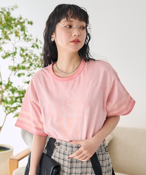 FREAK'S STORE(フリークスストア)の「フットボール 加工Tシャツ(Tシャツ/カットソー・レディース・ピンク/ブルー・フリ-)」の7枚目の写真