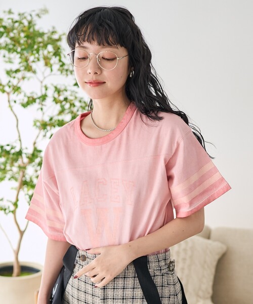 FREAK'S STORE(フリークスストア)の「フットボール 加工Tシャツ(Tシャツ/カットソー・レディース・ピンク/ブルー・フリ-)」の8枚目の写真