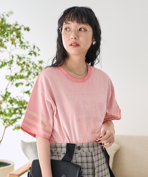 FREAK'S STORE(フリークスストア)の「フットボール 加工Tシャツ(Tシャツ/カットソー・レディース・ピンク/ブルー・フリ-)」の9枚目の写真