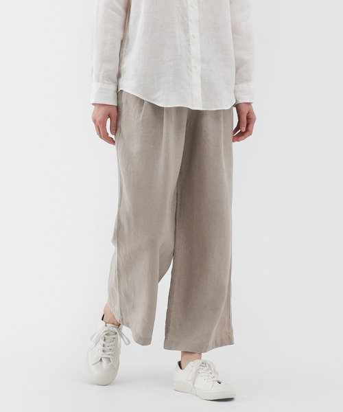 無印良品(ムジルシリョウヒン)の「婦人 リネン 洗いざらしイージーワイドパンツ(その他パンツ・レディース・キナリ/ブラック/ダークオレンジ/チャコールグレー・XL/L/M/S/XS)」の2枚目の写真