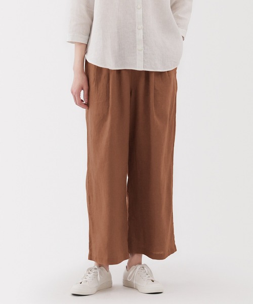 無印良品(ムジルシリョウヒン)の「婦人 リネン 洗いざらしイージーワイドパンツ(その他パンツ・レディース・キナリ/ブラック/ダークオレンジ/チャコールグレー・XL/L/M/S/XS)」の4枚目の写真