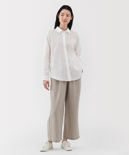 無印良品(ムジルシリョウヒン)の「婦人 リネン 洗いざらしイージーワイドパンツ(その他パンツ・レディース・キナリ/ブラック/ダークオレンジ/チャコールグレー・XL/L/M/S/XS)」の5枚目の写真