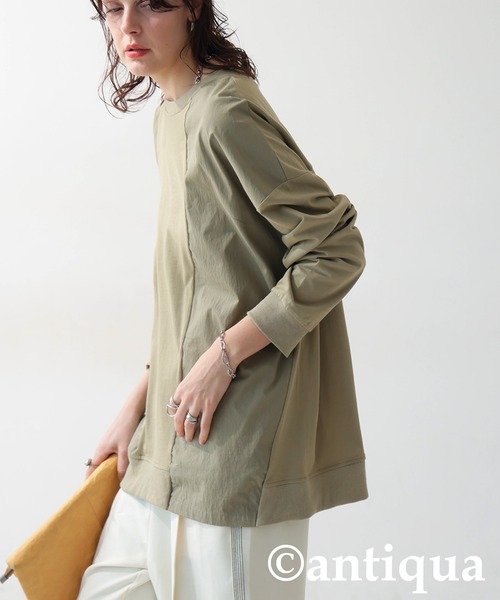 antiqua(アンティカ)の「ドッキングトップス(Tシャツ/カットソー・レディース・ブラック/カーキ/ネイビー・ONESIZE)」の14枚目の写真