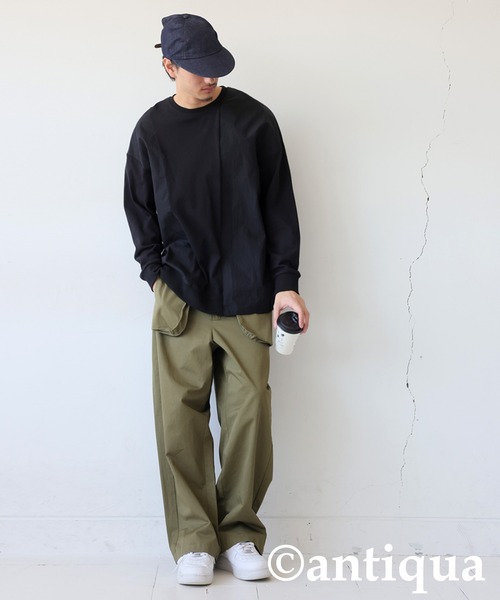 antiqua(アンティカ)の「ドッキングトップス(Tシャツ/カットソー・レディース・ブラック/カーキ/ネイビー・ONESIZE)」の10枚目の写真