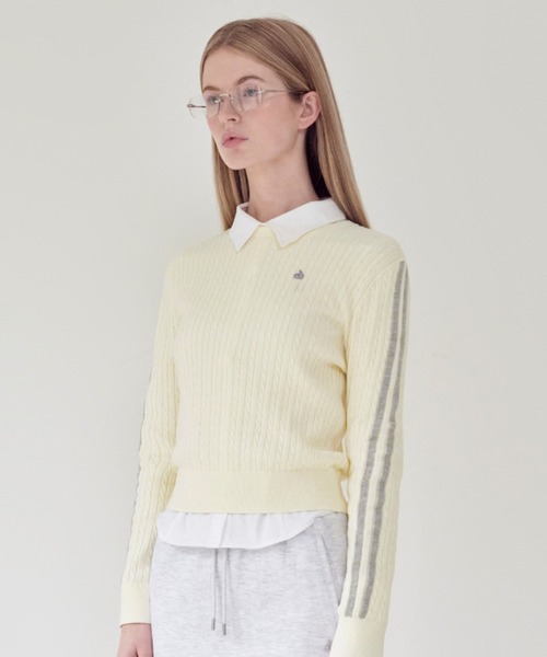 KIRSH(キルシー)の「KIRSH PLAIN LINE POINT CABLE KNIT キルシー プレイン ラインポイント ケーブルニット(ニット/セーター・レディース・グレー/ネイビー/アイボリー・ONE SIZE)」の6枚目の写真