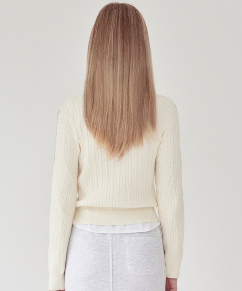 KIRSH(キルシー)の「KIRSH PLAIN LINE POINT CABLE KNIT キルシー プレイン ラインポイント ケーブルニット(ニット/セーター・レディース・グレー/ネイビー/アイボリー・ONE SIZE)」の7枚目の写真