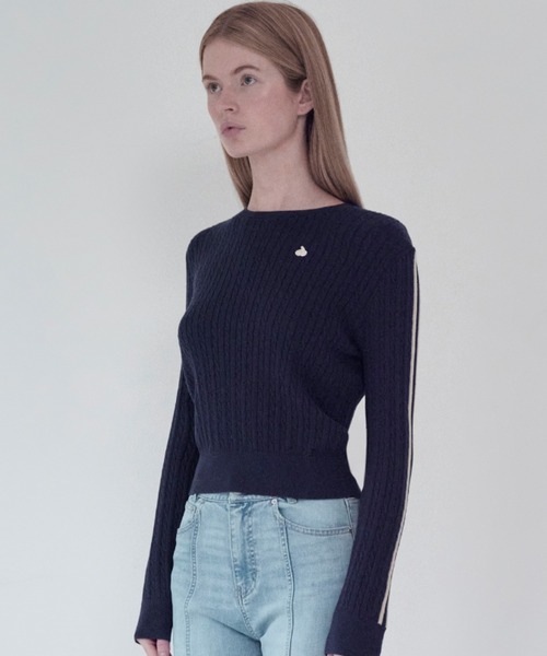 KIRSH(キルシー)の「KIRSH PLAIN LINE POINT CABLE KNIT キルシー プレイン ラインポイント ケーブルニット(ニット/セーター・レディース・グレー/ネイビー/アイボリー・ONE SIZE)」の21枚目の写真