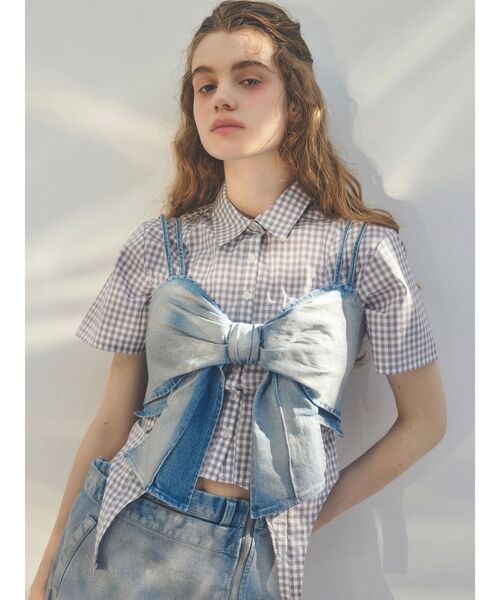 CALNAMUR(カルナムール)の「CORSET LIKE GINGHAM CHECK SHIRTS/コルセットライクギンガムチェックシャツ(シャツ/ブラウス・レディース・レッド/ブラック/グレー・FREE)」の4枚目の写真