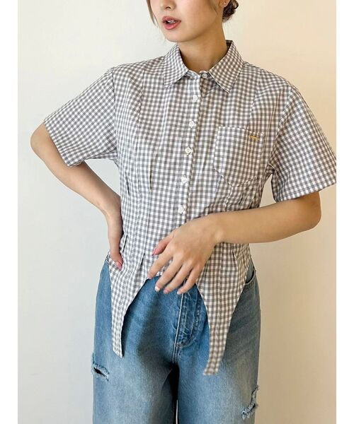 CALNAMUR(カルナムール)の「CORSET LIKE GINGHAM CHECK SHIRTS/コルセットライクギンガムチェックシャツ(シャツ/ブラウス・レディース・レッド/ブラック/グレー・FREE)」の8枚目の写真