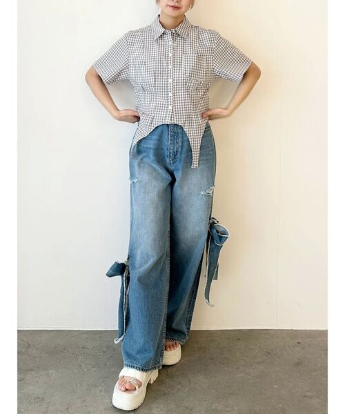CALNAMUR(カルナムール)の「CORSET LIKE GINGHAM CHECK SHIRTS/コルセットライクギンガムチェックシャツ(シャツ/ブラウス・レディース・レッド/ブラック/グレー・FREE)」の10枚目の写真